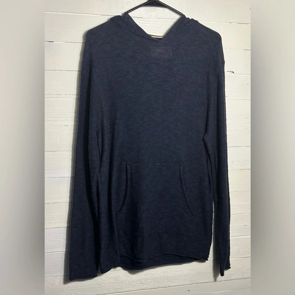 NWT Weatherproof Mens knit sweater hoodie, navy blue, size medium. Cotton blend.